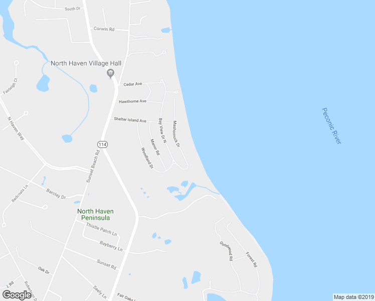 map of restaurants, bars, coffee shops, grocery stores, and more near 43 Mashomuck Drive in Sag Harbor