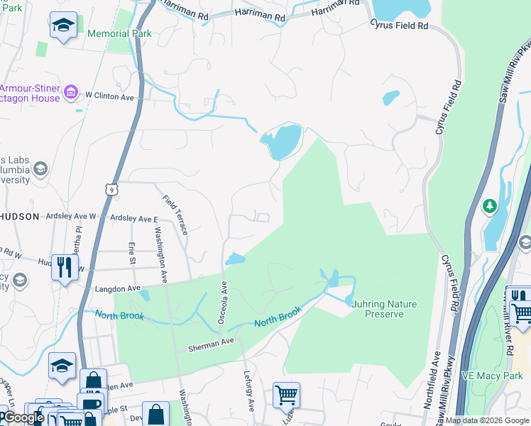 map of restaurants, bars, coffee shops, grocery stores, and more near 61 Havemeyer Road in Irvington