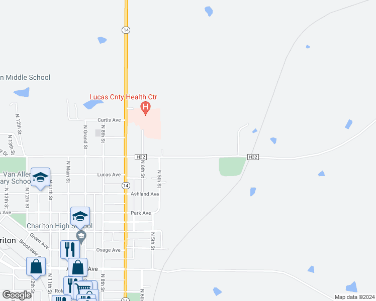 map of restaurants, bars, coffee shops, grocery stores, and more near 303 Ilion Avenue in Chariton