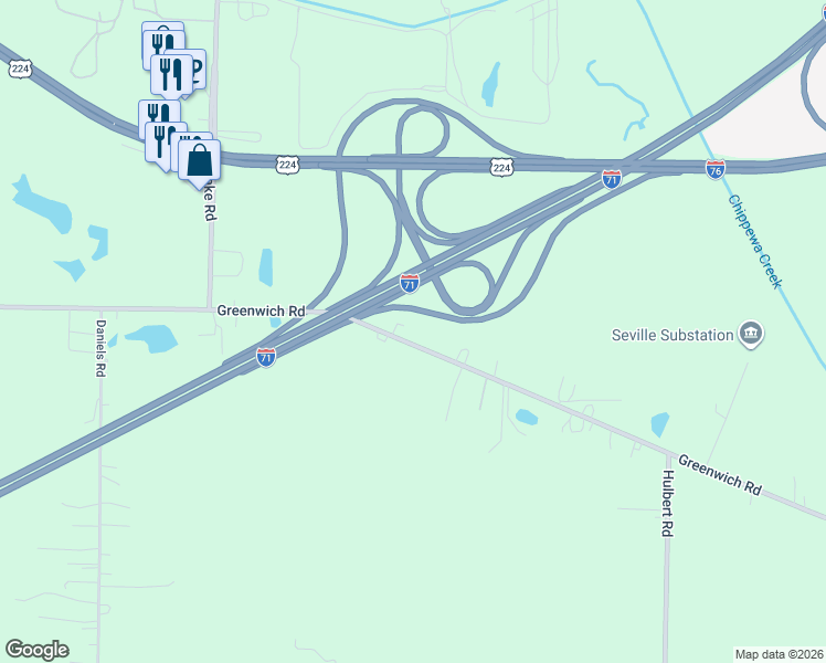 map of restaurants, bars, coffee shops, grocery stores, and more near in Medina County