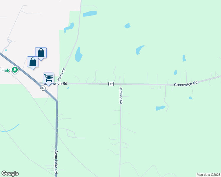 map of restaurants, bars, coffee shops, grocery stores, and more near 8281 County Highway 97 in Lodi