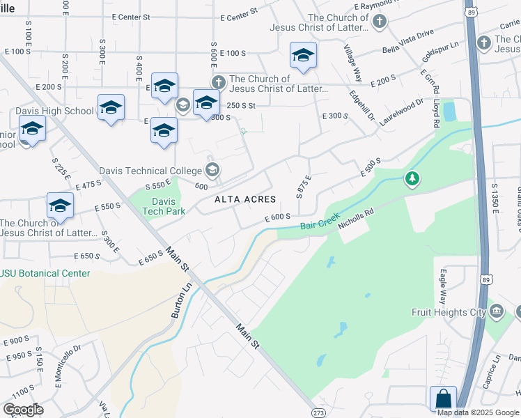 map of restaurants, bars, coffee shops, grocery stores, and more near 740 Bing Court in Kaysville