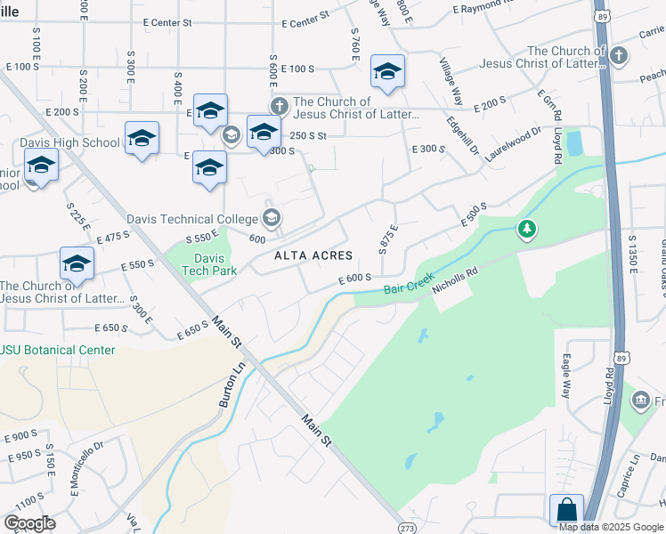 map of restaurants, bars, coffee shops, grocery stores, and more near 740 Bing Court in Kaysville