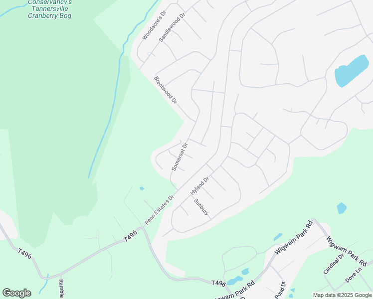 map of restaurants, bars, coffee shops, grocery stores, and more near 150 Somerset Drive in East Stroudsburg