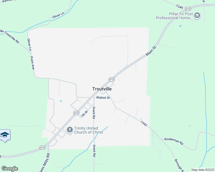 map of restaurants, bars, coffee shops, grocery stores, and more near in Troutville