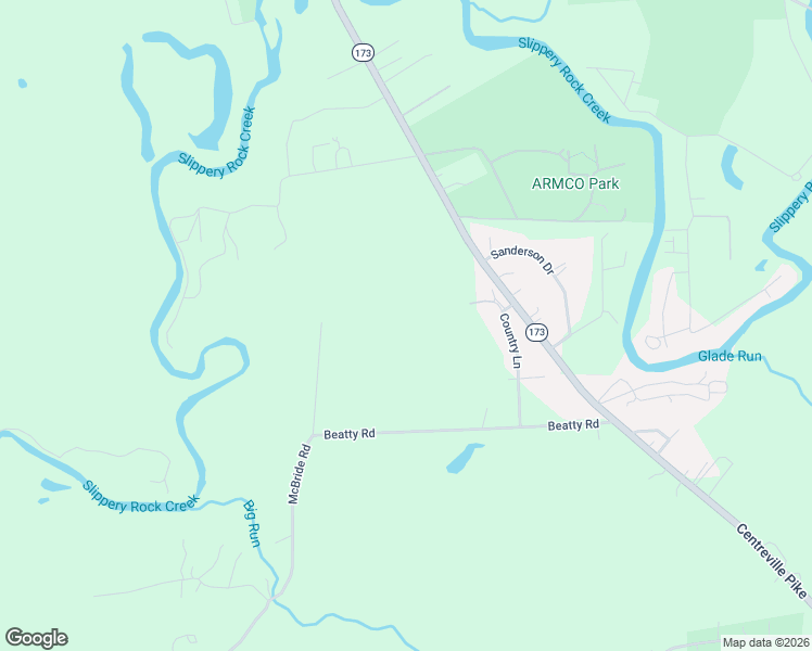map of restaurants, bars, coffee shops, grocery stores, and more near 135 Beatty Road in Slippery Rock