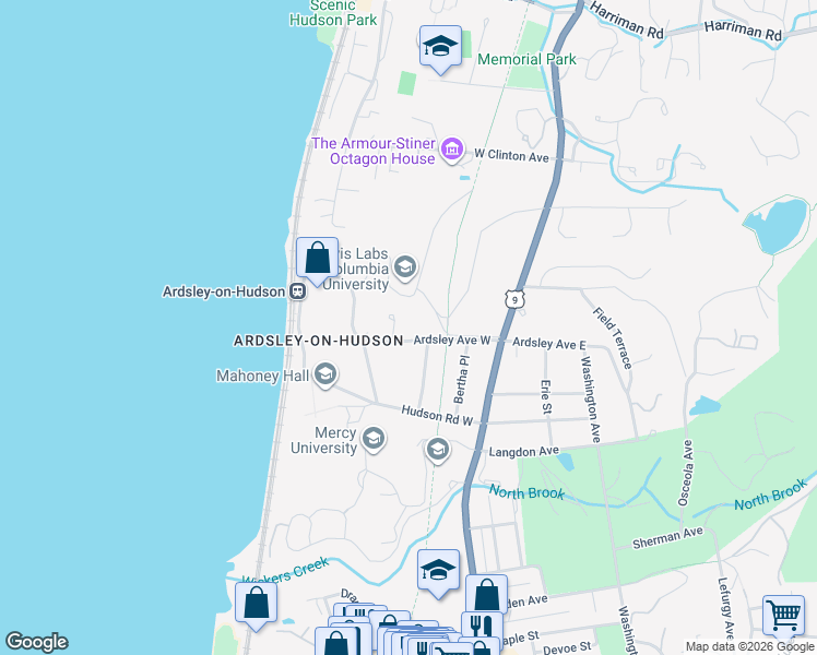 map of restaurants, bars, coffee shops, grocery stores, and more near 62 Ardsley Avenue West in Irvington