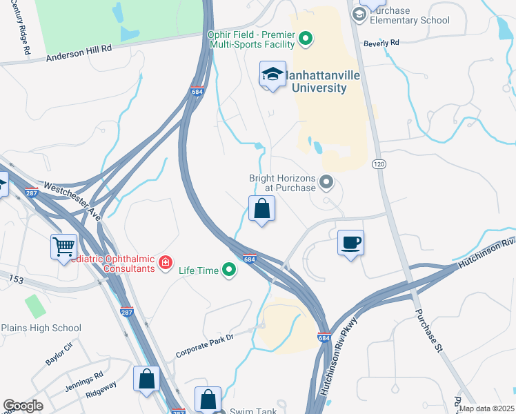 map of restaurants, bars, coffee shops, grocery stores, and more near 2 Manhattanville Road in Harrison