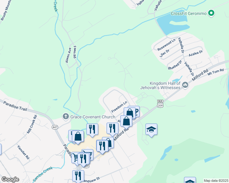 map of restaurants, bars, coffee shops, grocery stores, and more near 2011 Milford Rd in East Stroudsburg