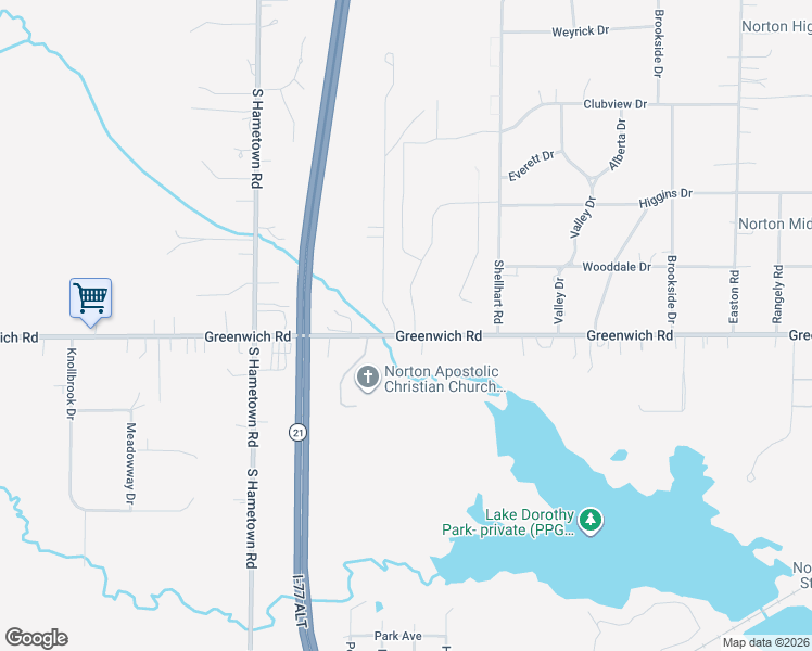 map of restaurants, bars, coffee shops, grocery stores, and more near 3772 Greenwich Road in Norton