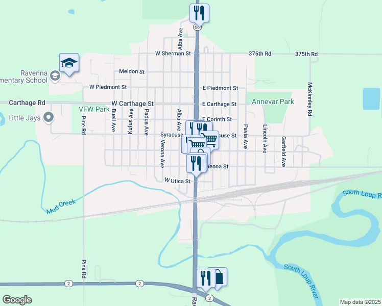 map of restaurants, bars, coffee shops, grocery stores, and more near in Ravenna