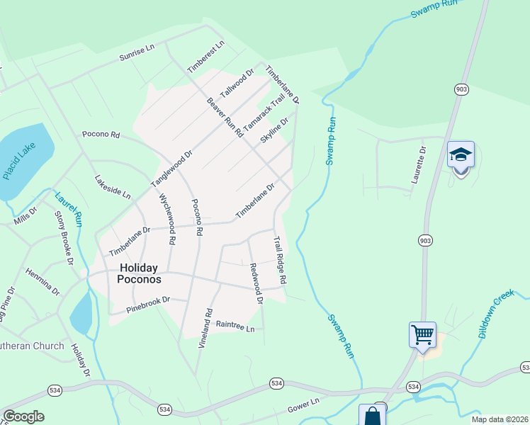 map of restaurants, bars, coffee shops, grocery stores, and more near 29 Trail Ridge Road in Lake Harmony