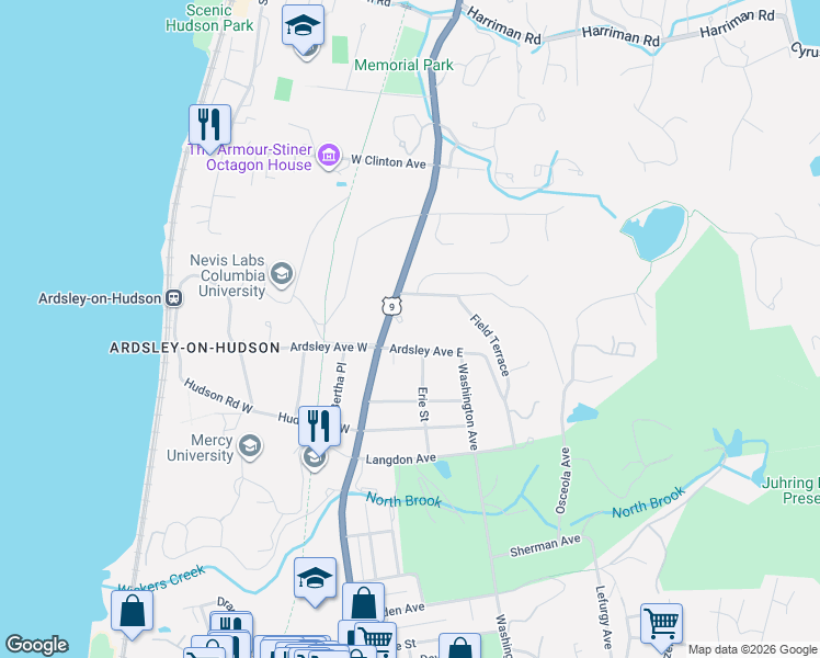 map of restaurants, bars, coffee shops, grocery stores, and more near 1 Cindy Lane in Irvington