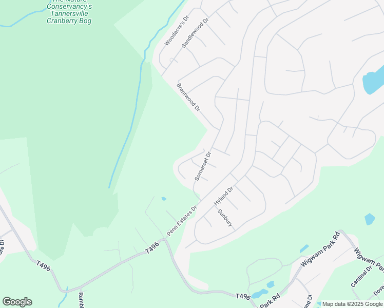 map of restaurants, bars, coffee shops, grocery stores, and more near 5333 Delia Terrace in East Stroudsburg