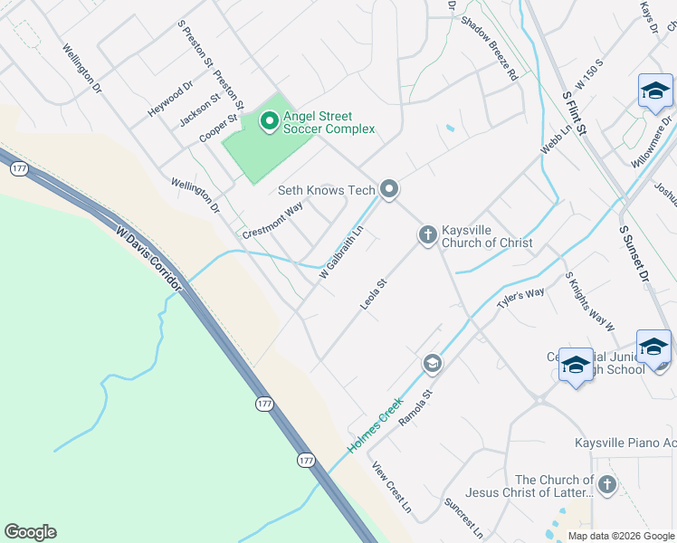 map of restaurants, bars, coffee shops, grocery stores, and more near 1599 Galbraith Lane in Kaysville