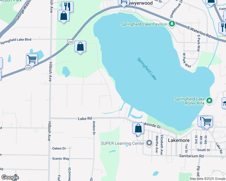 map of restaurants, bars, coffee shops, grocery stores, and more near 1417 Forest Drive in Akron