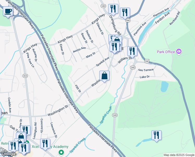 map of restaurants, bars, coffee shops, grocery stores, and more near 10 Piermont Street in Tappan