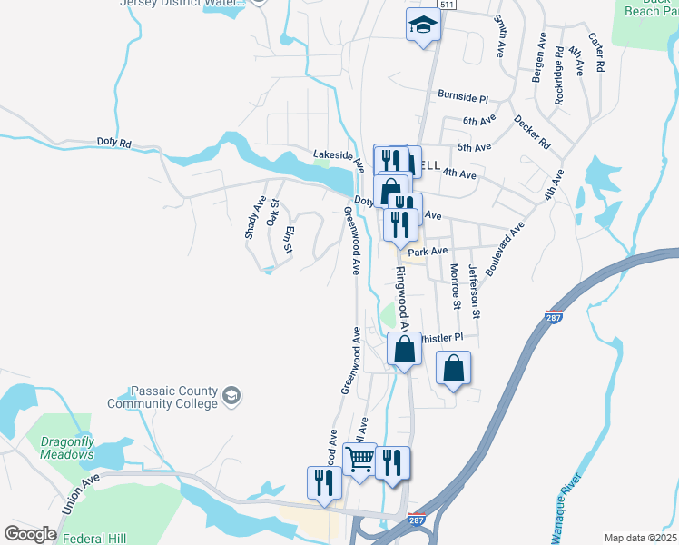 map of restaurants, bars, coffee shops, grocery stores, and more near 9 Gorge Drive in Wanaque