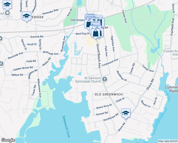 map of restaurants, bars, coffee shops, grocery stores, and more near 30 Lockwood Drive in Greenwich