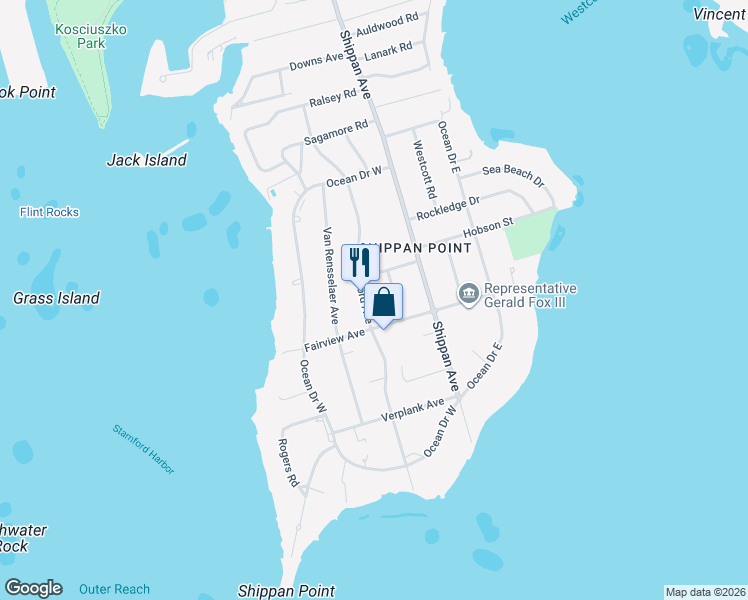 map of restaurants, bars, coffee shops, grocery stores, and more near 21 Cresthill Place in Stamford