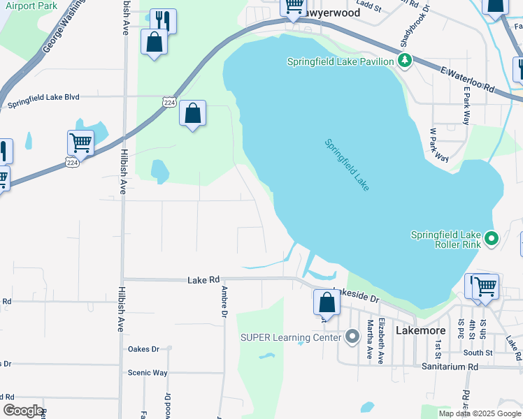 map of restaurants, bars, coffee shops, grocery stores, and more near 1417 Forest Drive in Akron