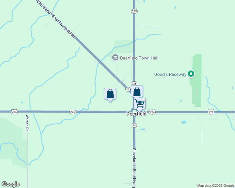 map of restaurants, bars, coffee shops, grocery stores, and more near 1421 Ohio 14 in Deerfield