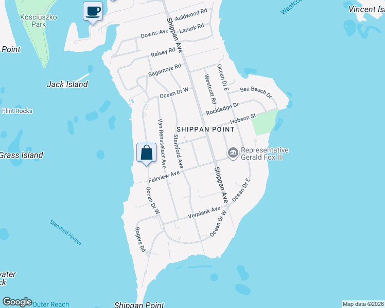 map of restaurants, bars, coffee shops, grocery stores, and more near 21 Cresthill Place in Stamford