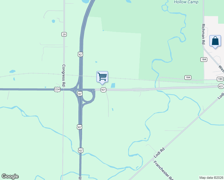 map of restaurants, bars, coffee shops, grocery stores, and more near 9883 Greenwich Road in Lodi