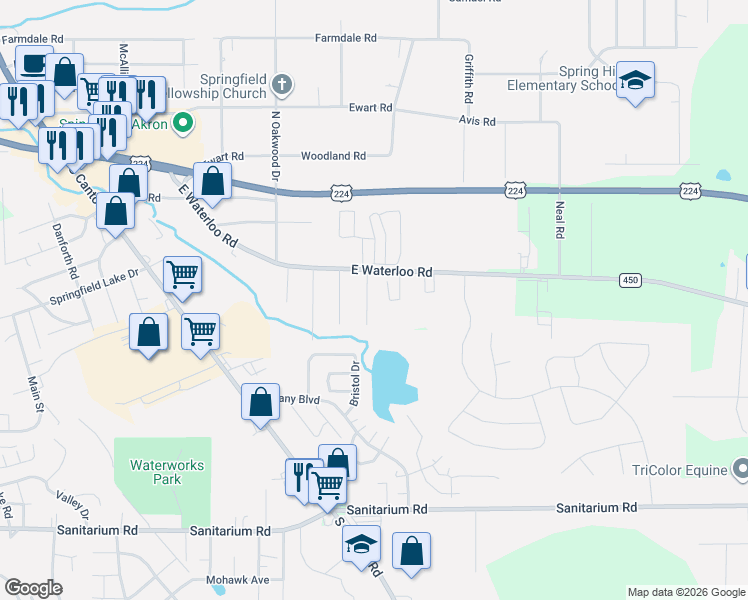 map of restaurants, bars, coffee shops, grocery stores, and more near 919 Kellar Avenue in Akron