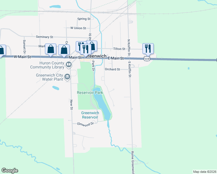 map of restaurants, bars, coffee shops, grocery stores, and more near 11 Senior Drive in Greenwich