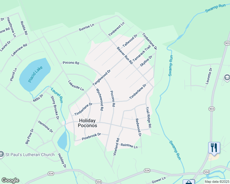map of restaurants, bars, coffee shops, grocery stores, and more near 148 Pocono Road in Albrightsville