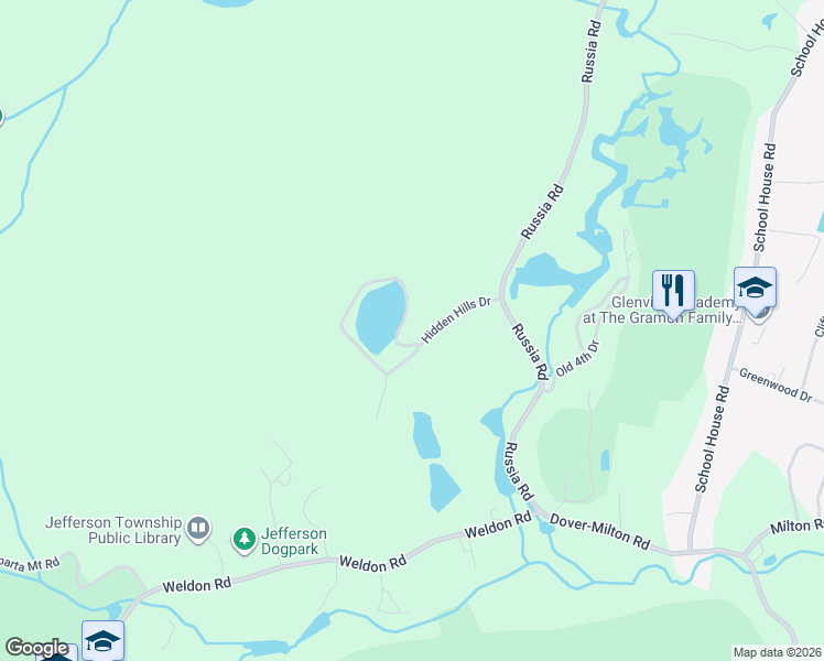 map of restaurants, bars, coffee shops, grocery stores, and more near 2 Upper Lake Road in Jefferson