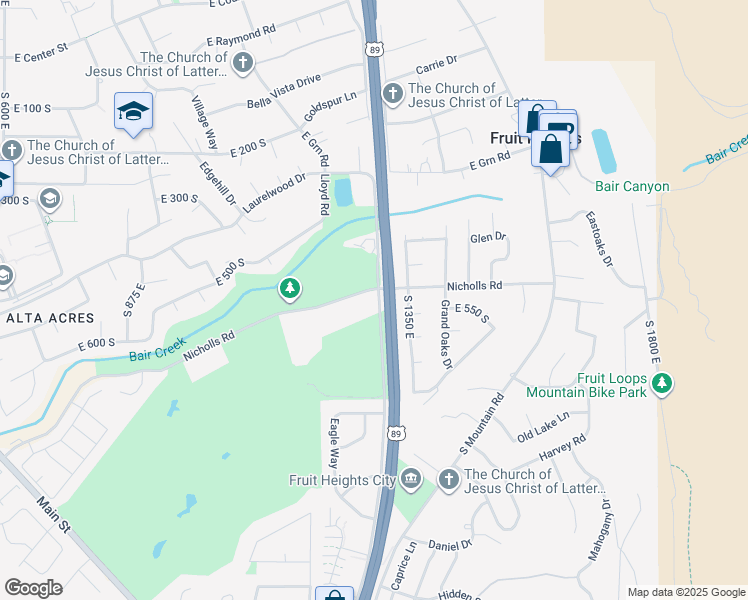 map of restaurants, bars, coffee shops, grocery stores, and more near 1288 Nicholls Road in Fruit Heights