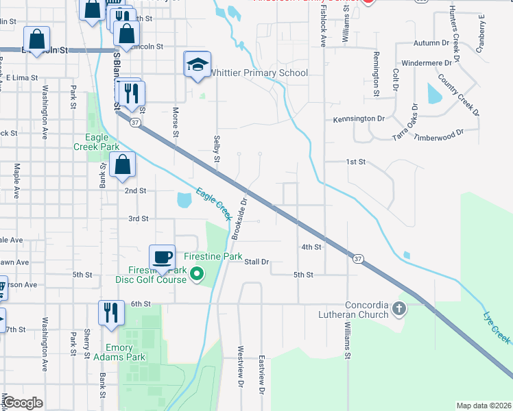 map of restaurants, bars, coffee shops, grocery stores, and more near 1012 Brookview Court in Findlay