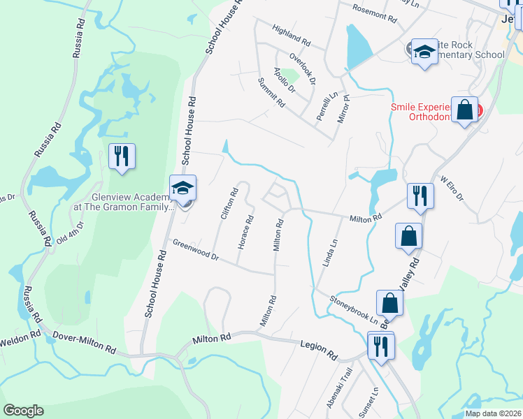 map of restaurants, bars, coffee shops, grocery stores, and more near 12 Horace Road in Jefferson