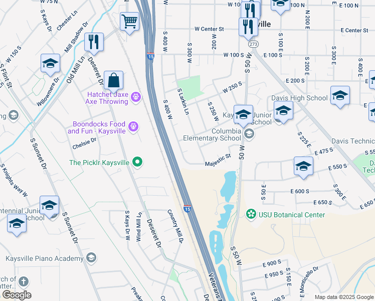 map of restaurants, bars, coffee shops, grocery stores, and more near 382 West Summer Chase Circle in Kaysville