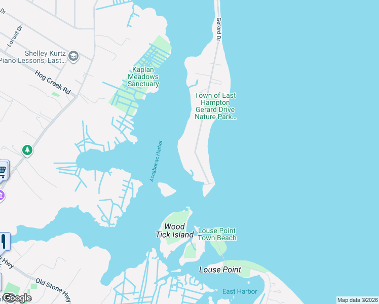 map of restaurants, bars, coffee shops, grocery stores, and more near 330 Gerard Drive in East Hampton