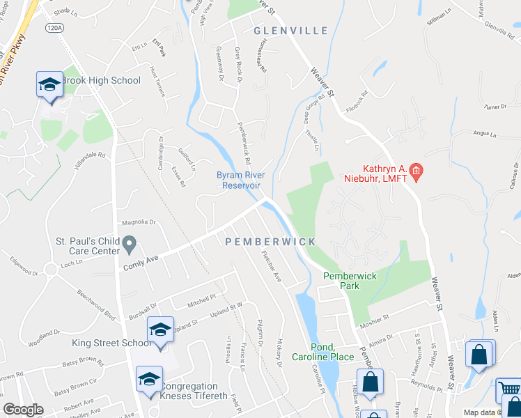 map of restaurants, bars, coffee shops, grocery stores, and more near 6 1/2 Morgan Avenue in Greenwich