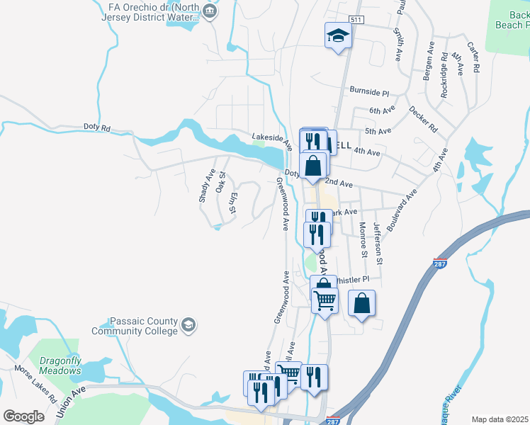 map of restaurants, bars, coffee shops, grocery stores, and more near 9 Gorge Drive in Wanaque