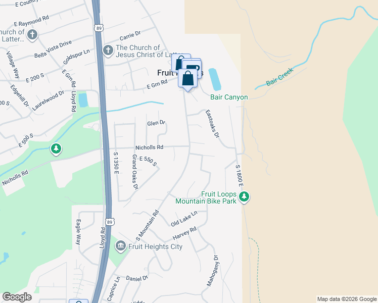map of restaurants, bars, coffee shops, grocery stores, and more near 508 South Mountain Road in Fruit Heights