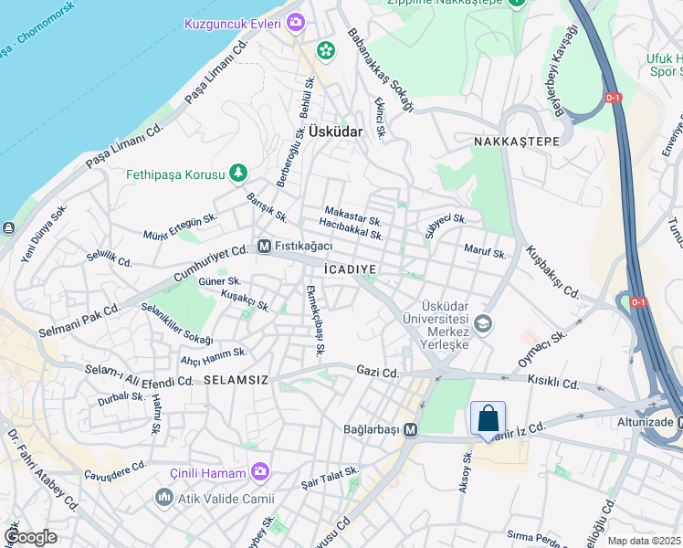 map of restaurants, bars, coffee shops, grocery stores, and more near 15 Fıstık Ağacı Sokağı in Üsküdar