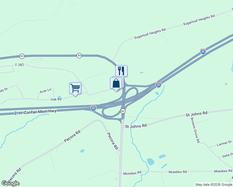 map of restaurants, bars, coffee shops, grocery stores, and more near 1114 Pennsylvania 93 in Drums