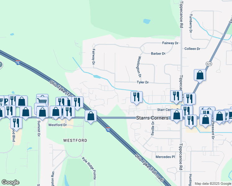map of restaurants, bars, coffee shops, grocery stores, and more near 6321 Saint Andrews Drive in Canfield