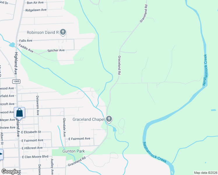 map of restaurants, bars, coffee shops, grocery stores, and more near 2421 Graceland Road in New Castle