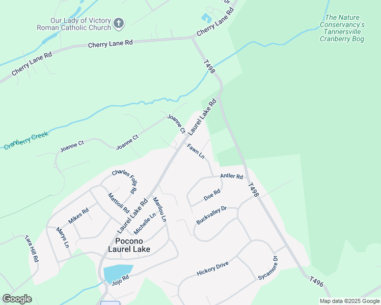 map of restaurants, bars, coffee shops, grocery stores, and more near 133 Fawn Lane in Monroe County