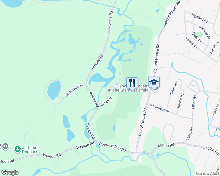 map of restaurants, bars, coffee shops, grocery stores, and more near 33 Stone Row Lane in Jefferson