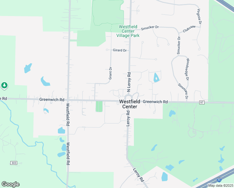 map of restaurants, bars, coffee shops, grocery stores, and more near 6789 Greenwich Road in Westfield Center