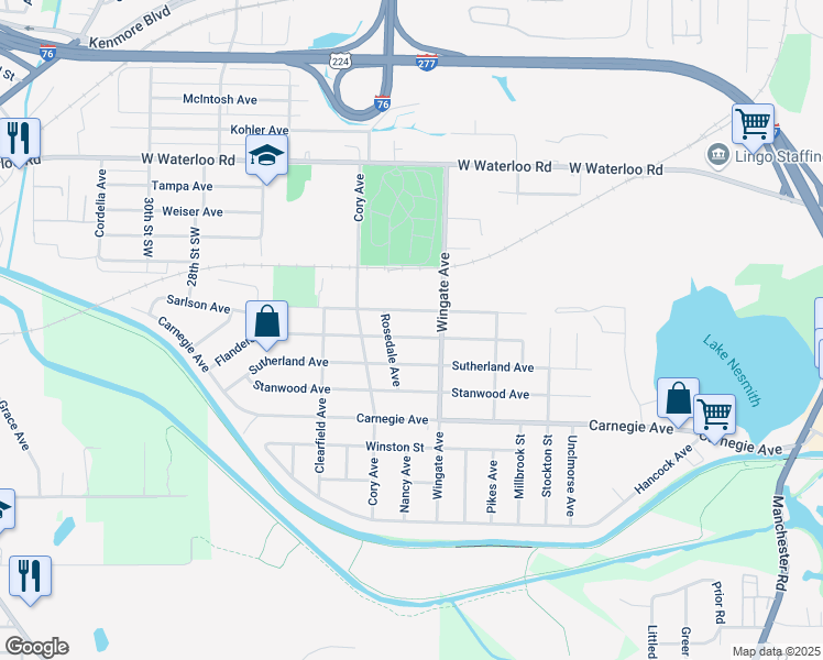 map of restaurants, bars, coffee shops, grocery stores, and more near 1006 Ivor Avenue in Akron