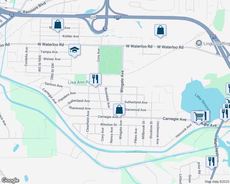 map of restaurants, bars, coffee shops, grocery stores, and more near 1006 Ivor Avenue in Akron