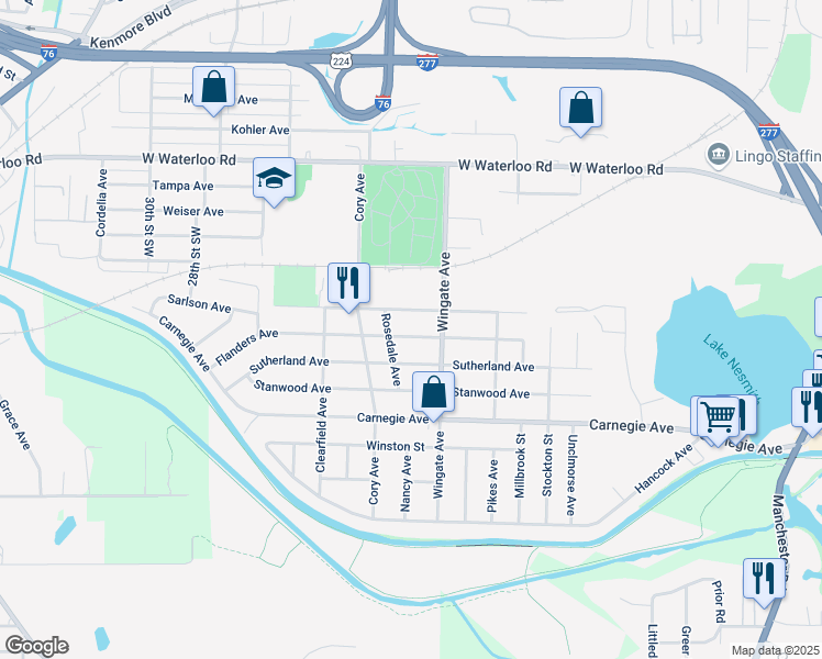 map of restaurants, bars, coffee shops, grocery stores, and more near 1006 Ivor Avenue in Akron